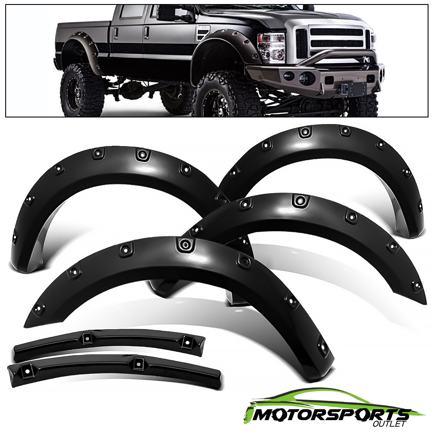 For 19982011 Ford Ranger XLT XL Pocket Style Black Rivet Fender Flares